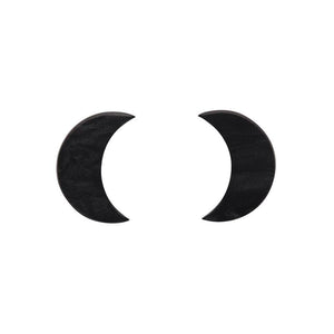 Erstwilder Essentials Crescent Moon Ripple Resin Stud Earrings - Black EE0006-RI7000