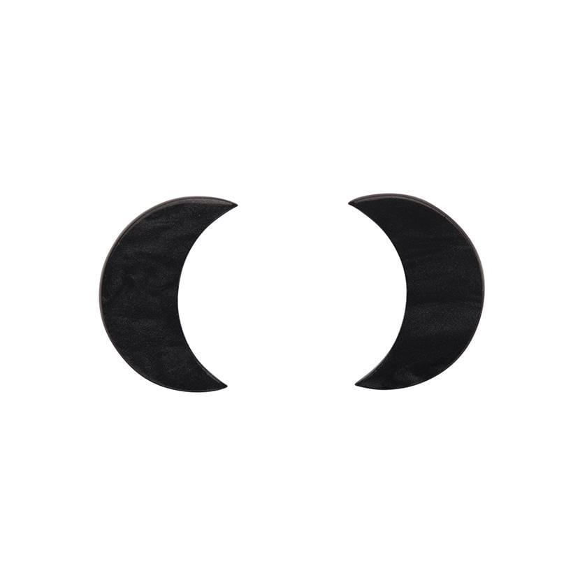 Erstwilder Essentials Crescent Moon Ripple Resin Stud Earrings - Black EE0006-RI7000