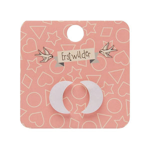 Erstwilder Essentials Crescent Moon Ripple Resin Stud Earrings - White EE0006-RI8000