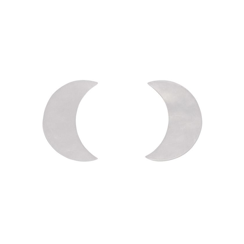 Erstwilder Essentials Crescent Moon Ripple Resin Stud Earrings - White EE0006-RI8000