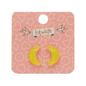 Erstwilder Essentials Crescent Moon Glitter Resin Stud Earrings - Yellow EE0006-SG6000