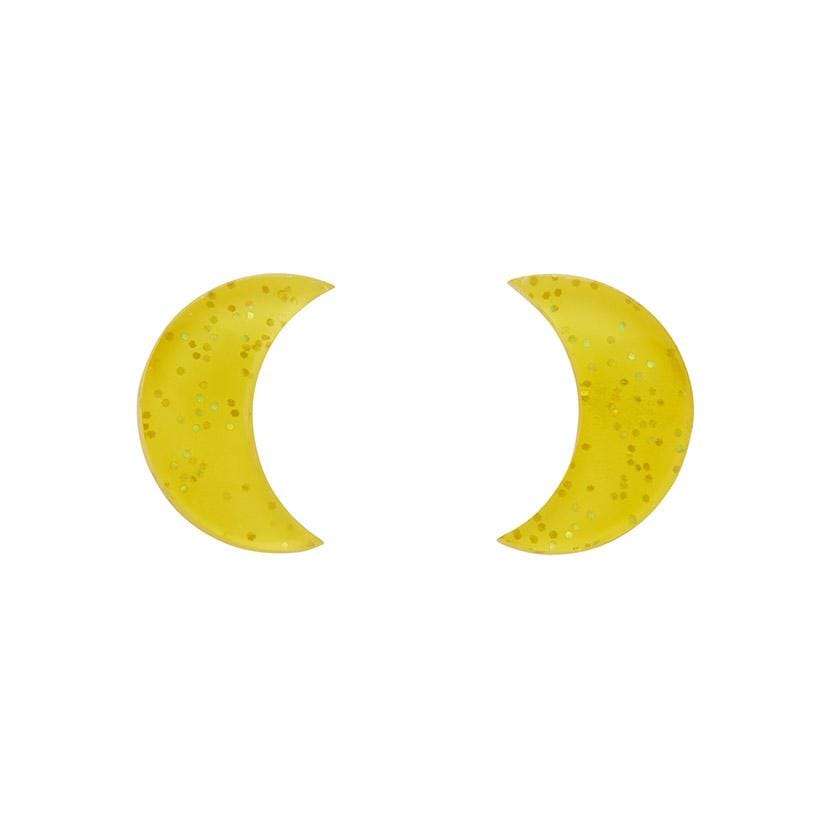 Erstwilder Essentials Crescent Moon Glitter Resin Stud Earrings - Yellow EE0006-SG6000