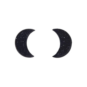 Erstwilder Essentials Crescent Moon Glitter Resin Stud Earrings - Black EE0006-SG7000