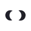 Crescent Moon Glitter Resin Stud Earrings - Black