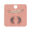 Crescent Moon Glitter Resin Stud Earrings - Silver