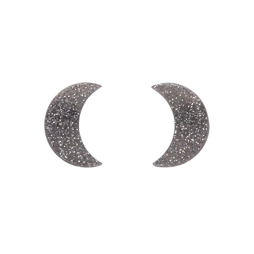 Erstwilder Essentials Crescent Moon Glitter Resin Stud Earrings - Silver EE0006-SG7200