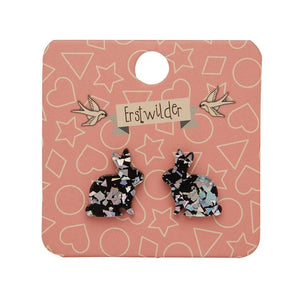 Erstwilder Essentials Bunny Chunky Glitter Resin Stud Earrings - Holographic Silver EE0007-CG0272