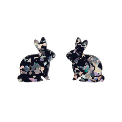 Erstwilder Essentials Bunny Chunky Glitter Resin Stud Earrings - Holographic Silver EE0007-CG0272