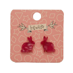 Erstwilder Essentials Bunny Textured Resin Stud Earrings - Red EE0007-RI1000