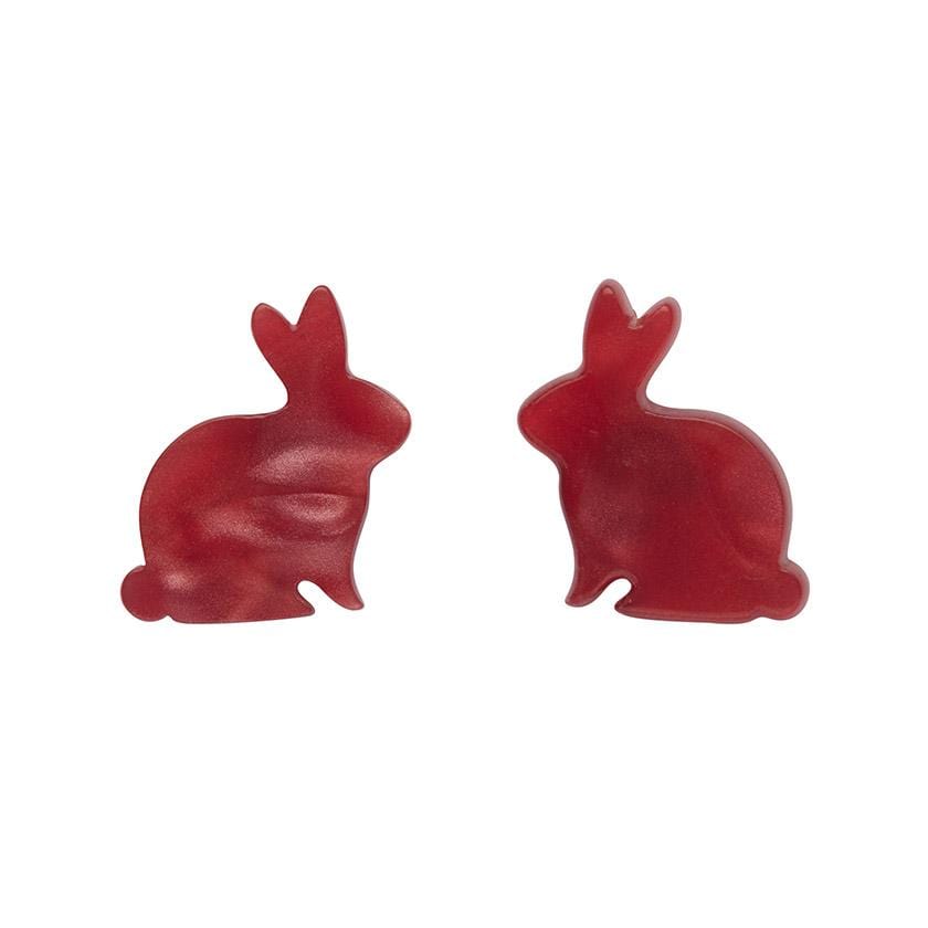 Erstwilder Essentials Bunny Textured Resin Stud Earrings - Red EE0007-RI1000