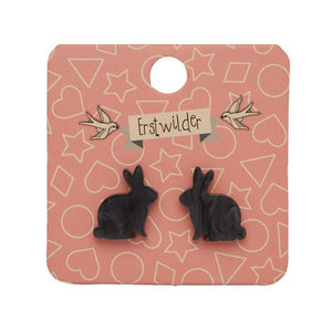 Erstwilder Essentials Bunny Textured Resin Stud Earrings - Black EE0007-RI7000
