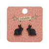 Bunny Textured Resin Stud Earrings - Black