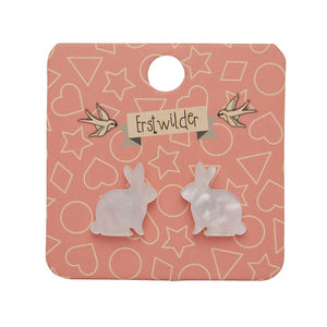 Erstwilder Essentials Bunny Ripple Resin Stud Earrings - White EE0007-RI8000
