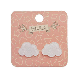 Erstwilder Essentials Cloud Glitter Resin Stud Earrings - White EE0008-SG8000