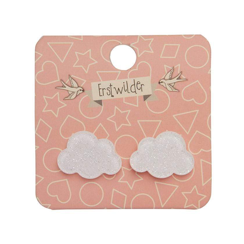 Erstwilder Essentials Cloud Glitter Resin Stud Earrings - White EE0008-SG8000
