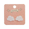 Cloud Glitter Resin Stud Earrings - White