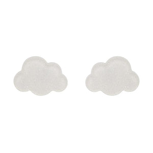 Erstwilder Essentials Cloud Glitter Resin Stud Earrings - White EE0008-SG8000