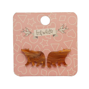 Erstwilder Essentials Bear Textured Resin Stud Earrings - Brown EE0009-RI9000