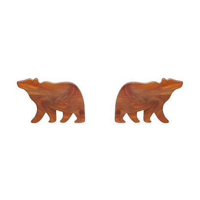 Erstwilder Essentials Bear Textured Resin Stud Earrings - Brown EE0009-RI9000