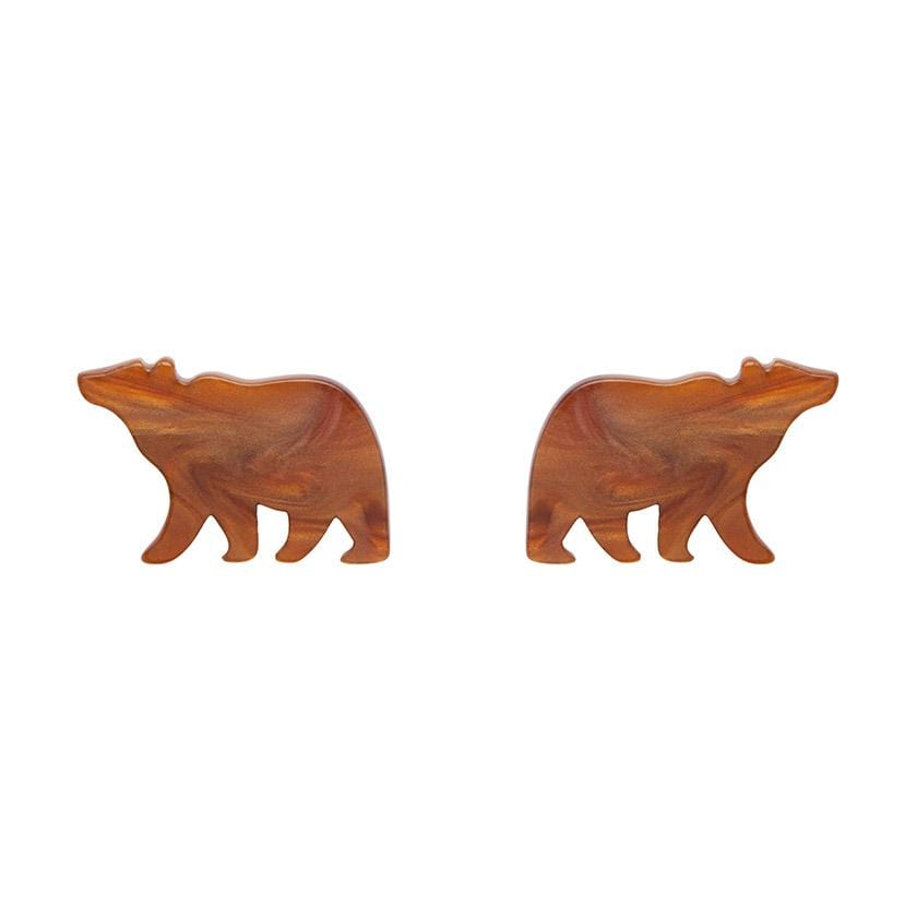 Erstwilder Essentials Bear Textured Resin Stud Earrings - Brown EE0009-RI9000