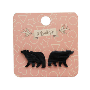 Erstwilder Essentials Bear Textured Resin Stud Earrings - Black EE0009-RI7000
