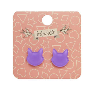Erstwilder Essentials Cat Head Bubble Resin Stud Earrings - Purple EE0011-BU5000
