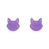 Cat Head Bubble Resin Stud Earrings - Purple