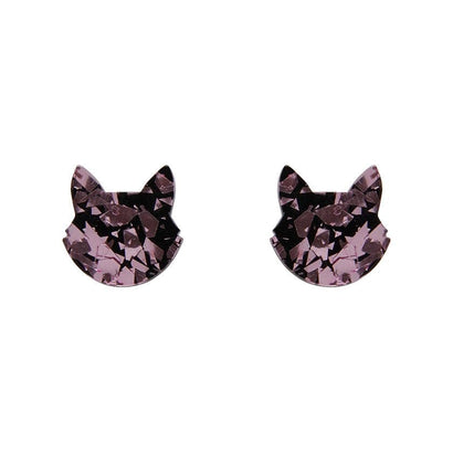 Erstwilder Essentials Cat Head Chunky Glitter Resin Stud Earrings - Pink EE0011-CG2000