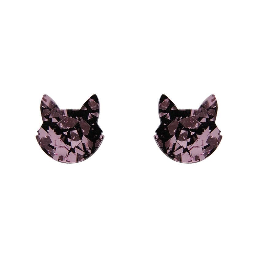 Erstwilder Essentials Cat Head Chunky Glitter Resin Stud Earrings - Pink EE0011-CG2000