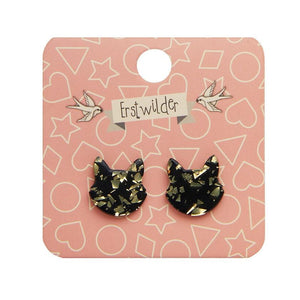 Erstwilder Essentials Cat Head Chunky Glitter Resin Stud Earrings - Yellow EE0011-CG6000