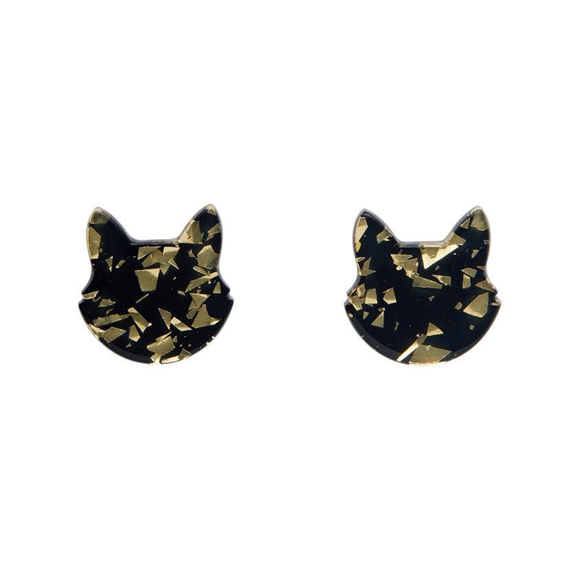 Erstwilder Essentials Cat Head Chunky Glitter Resin Stud Earrings - Yellow EE0011-CG6000