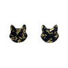 Cat Head Chunky Glitter Resin Stud Earrings - Yellow