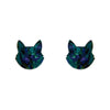 Erstwilder Essentials Cat Head Lava Resin Stud Earrings - Green EE0011-L4000