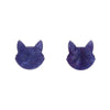 Erstwilder Essentials Cat Head Ripple Glitter Resin Stud Earrings - Purple EE0011-RG5000