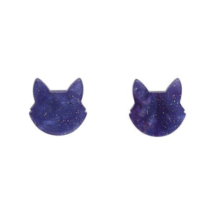 Erstwilder Essentials Cat Head Ripple Glitter Resin Stud Earrings - Purple EE0011-RG5000