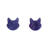 Cat Head Ripple Glitter Resin Stud Earrings - Purple