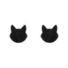 Cat Head Ripple Resin Stud Earrings - Black