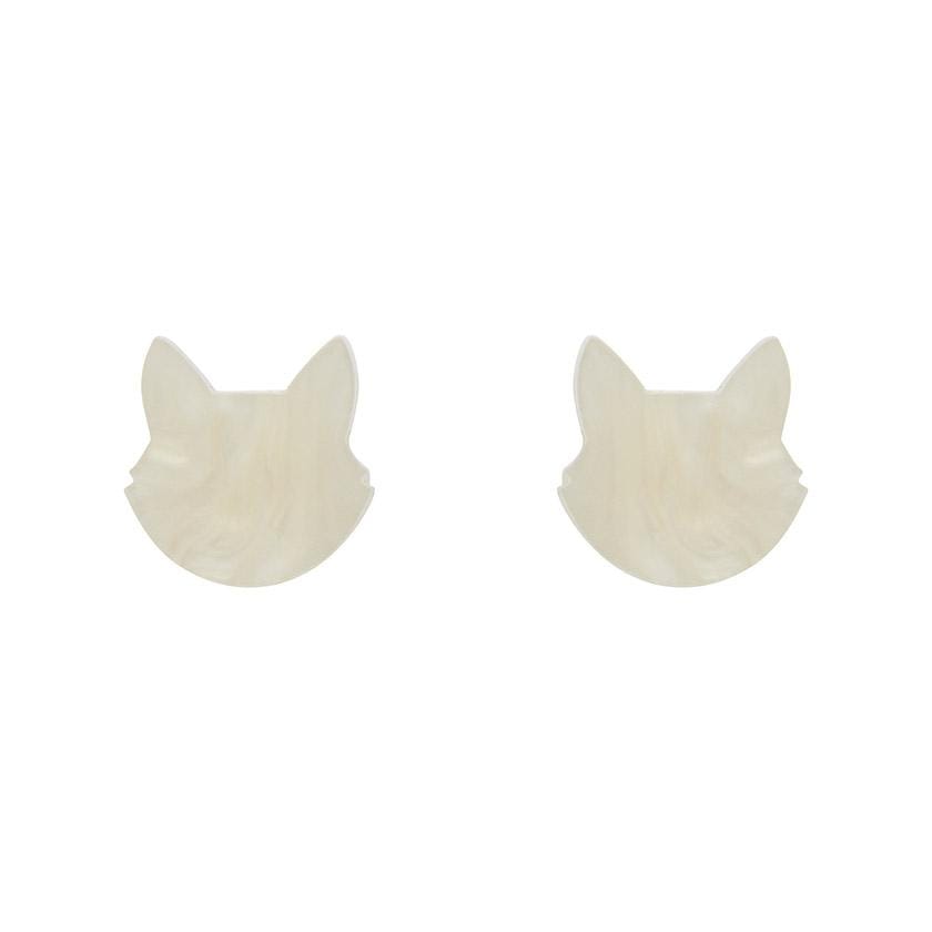 Erstwilder Essentials Cat Head Ripple Resin Stud Earrings - White EE0011-RI8000