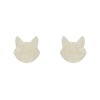Cat Head Ripple Resin Stud Earrings - White