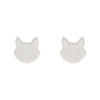 Cat Head Glitter Resin Stud Earrings - White