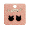 Erstwilder Essentials Cat Head Solid Resin Stud Earrings - Black EE0011-SO7000