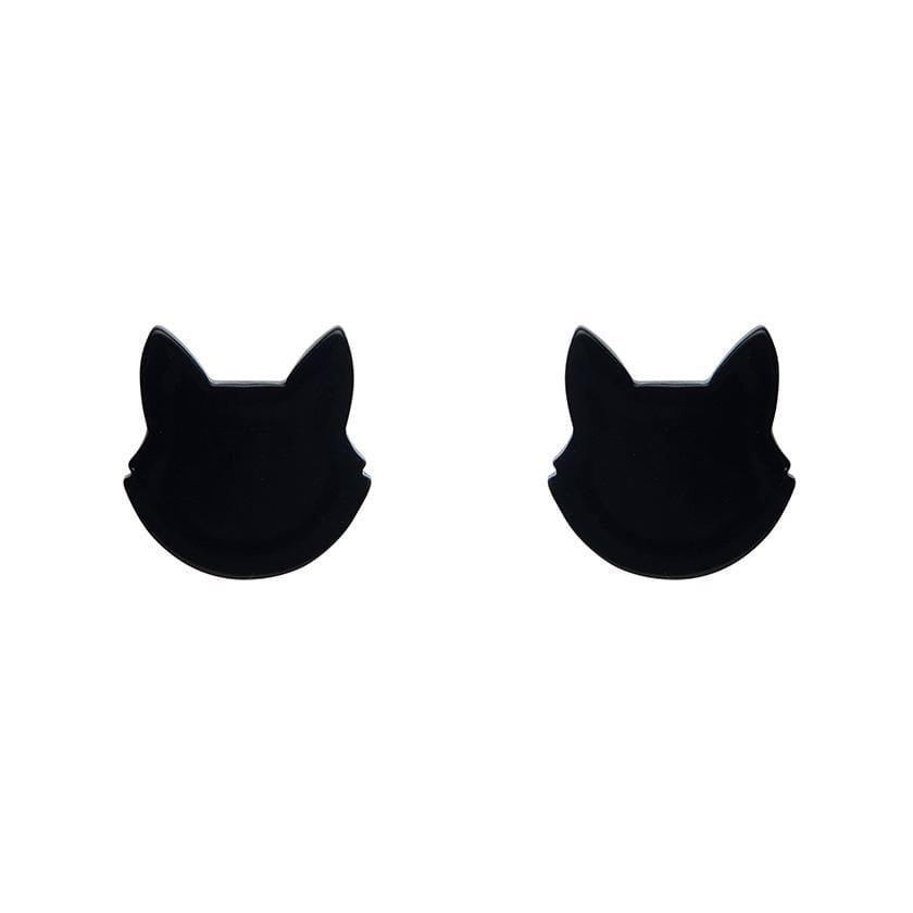 Erstwilder Essentials Cat Head Solid Resin Stud Earrings - Black EE0011-SO7000