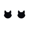 Cat Head Solid Resin Stud Earrings - Black