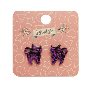 Erstwilder Essentials Cat Chunky Glitter Resin Stud Earrings - Purple EE0012-CG5000