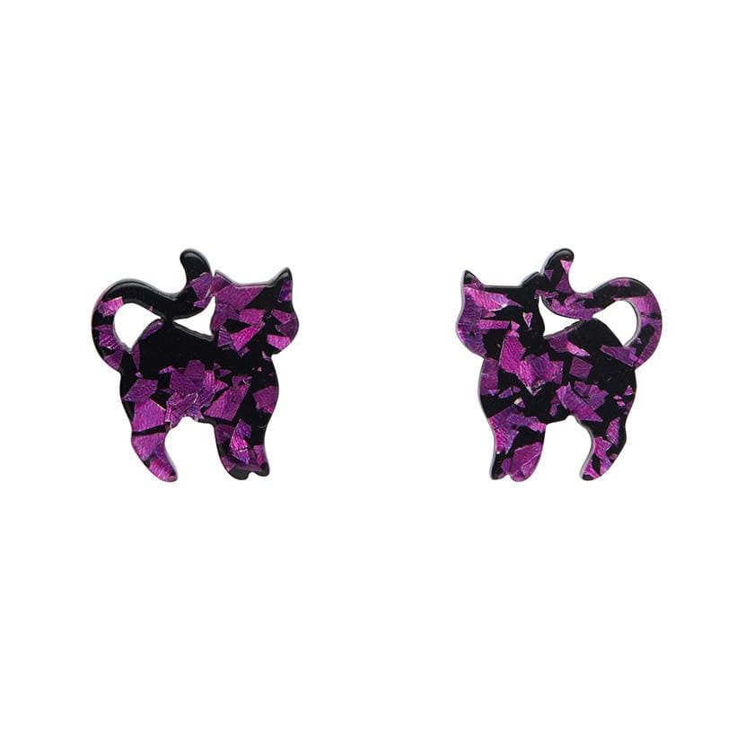 Erstwilder Essentials Cat Chunky Glitter Resin Stud Earrings - Purple EE0012-CG5000