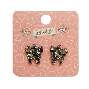 Erstwilder Essentials Cat Chunky Glitter Resin Stud Earrings - Yellow EE0012-CG6000