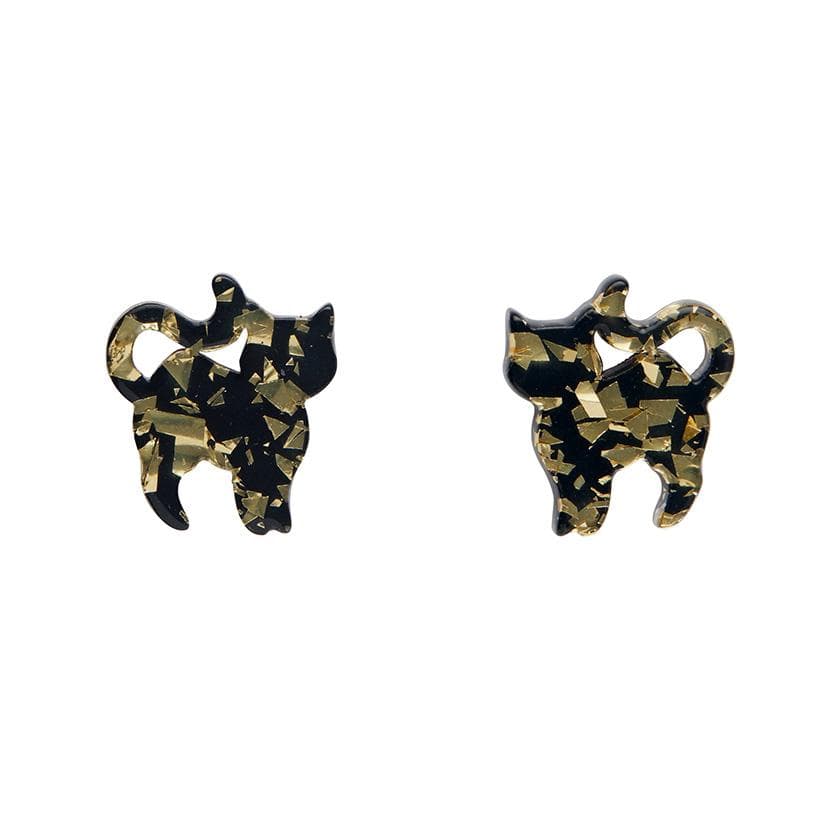 Erstwilder Essentials Cat Chunky Glitter Resin Stud Earrings - Yellow EE0012-CG6000