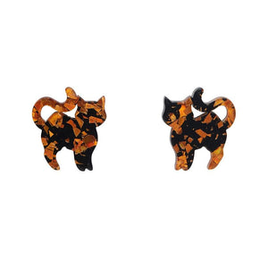 Erstwilder Essentials Cat Chunky Glitter Resin Stud Earrings - Orange EE0012-CG6100