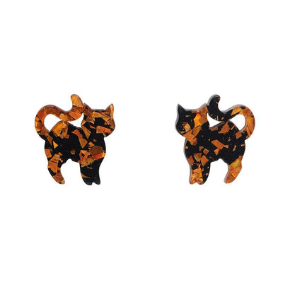 Erstwilder Essentials Cat Chunky Glitter Resin Stud Earrings - Orange EE0012-CG6100