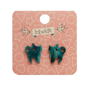 Erstwilder Essentials Cat Ripple Glitter Resin Stud Earrings - Green EE0012-RG4000